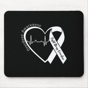 Tapis De Souris Mois de sensibilisation aux surdoses Cœur Ruban Vi