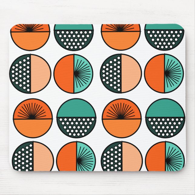 Tapis De Souris Moitié du cercle moderne du milieu du siècle (Devant)