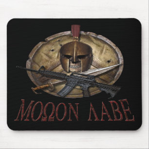 Tapis de souris Molon Labe Crâne de Spartiate avec