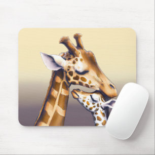 Tapis De Souris Moment de contact entre Mère Giraffe & Calf