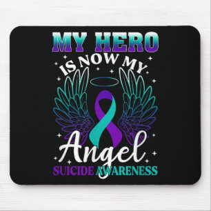 Tapis De Souris Mon héros est maintenant mon ange Suicide Turquois
