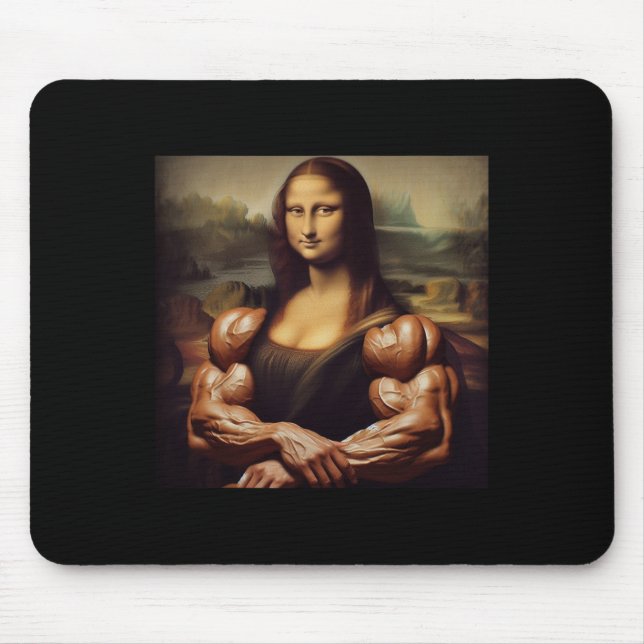 Tapis De Souris Mona Lisa Bodybuilding Funny Cadeau 4 (Devant)