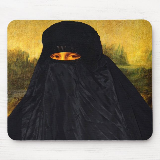 Tapis De Souris Mona Lisa cachée derrière la burqa (Devant)