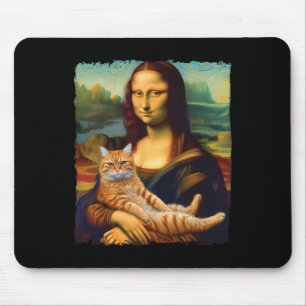 Tapis De Souris Mona Lisa Holding Chat Portrait Art Peinture Kitty