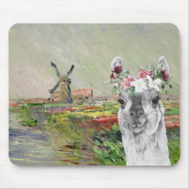 Tapis De Souris Monet Champ Tulipes et Fancy Llama