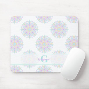 Tapis De Souris Monogram Pastel Rainbow Sundae Polka Dot Mandala