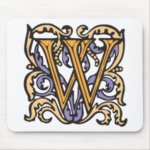 Tapis De Souris Monogramme antique médiéval élégant de la lett