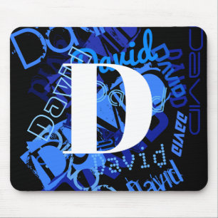 Tapis De Souris Monogramme bleu créatif