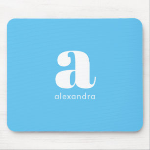 Tapis De Souris Monogramme bleu turquoise Moderne Élégant Minima