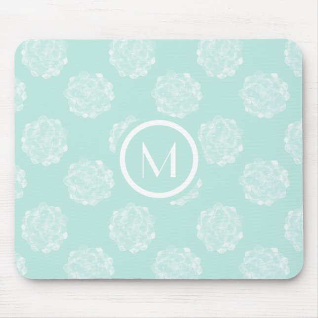 Tapis De Souris Monogramme | Bonheur des Plantes | Pastel Succulen (Devant)