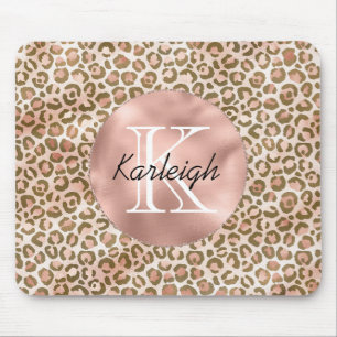 Tapis De Souris Monogramme Brown de Girls Peach Empreinte de léop