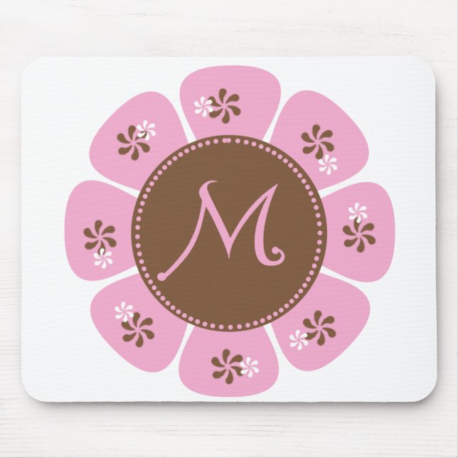 Tapis De Souris Monogramme Brown et rose M (Devant)