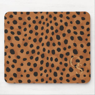 Tapis De Souris Monogramme brun chic d'impression de guépard