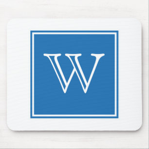 Tapis De Souris Monogramme carré Mousepad de bleu