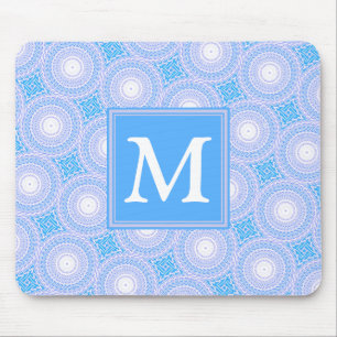 Tapis De Souris Monogramme Cercles bleu électrique motif