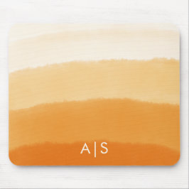 Tapis De Souris Monogramme Citrouille d'aquarelle initial Orange O