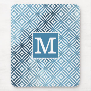 Tapis De Souris Monogramme classique Cercle diamant bleu givre