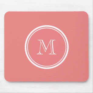 Tapis De Souris Monogramme coloré à extrémité élevé de corai