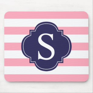 Tapis De Souris Monogramme de Bleu rose
