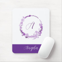 Monogramme de lettre initiale floral violet élégan