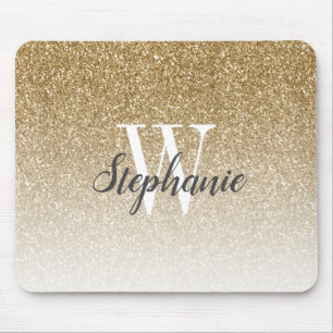 Tapis De Souris Monogramme de luxe Ombre Faux Parties scintillant