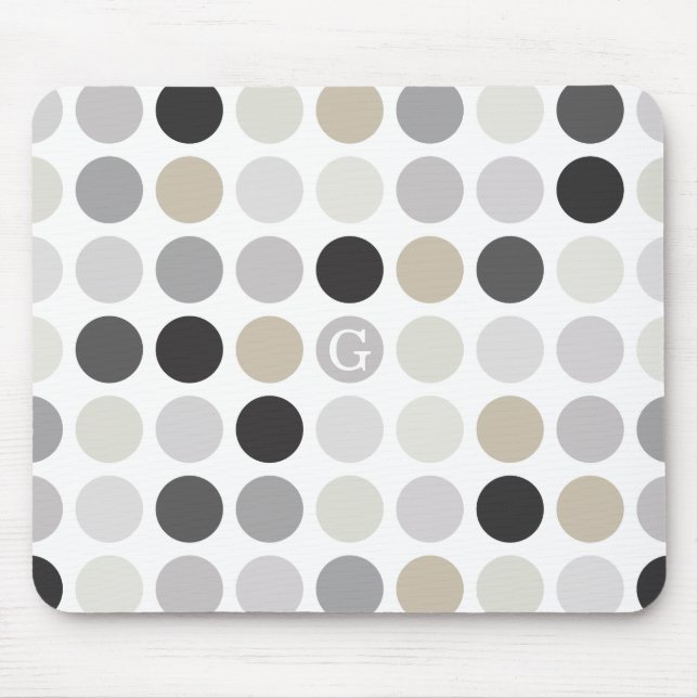 Tapis De Souris monogramme de motif noir pois (Devant)