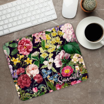 monogramme de motif noir vintage rose