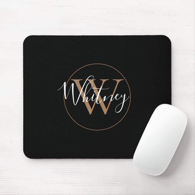 Tapis de souris monogramme de nom de script or noi (Avec souris)