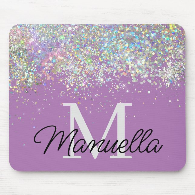 Tapis De Souris Monogramme de Parties scintillant d'or Rose étince (Devant)