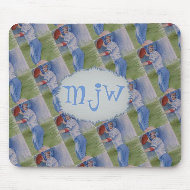 TAPIS DE SOURIS MONOGRAMME DE PASSE DE TOUCHDOUBLE DE FOOTBALL (Devant)