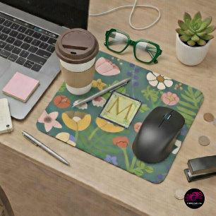 Tapis De Souris Monogramme de printemps