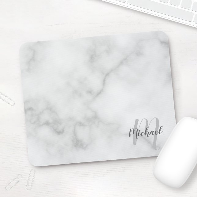 Tapis De Souris Monogramme de script personnalisé et apparence de  (Créateur téléchargé)