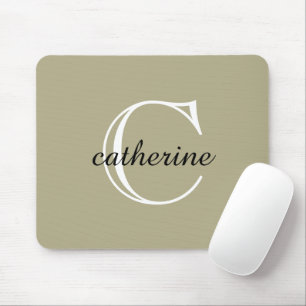Tapis De Souris Monogramme de script vert de taille classique