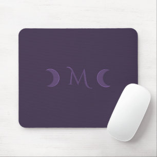 Tapis De Souris Monogramme des lunes de croissant de violet poussi
