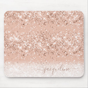 Tapis De Souris Monogramme d'or de rose rose Parties scintillant
