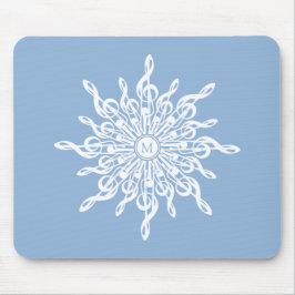 Tapis De Souris Monogramme d'ornement bleu d'hiver G-Clef Snowflak