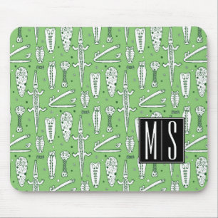 Tapis De Souris Monogramme du motif   de crocodile de croquis