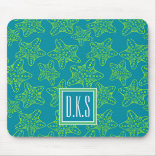 Tapis De Souris Monogramme du motif de foule d'étoiles de mer