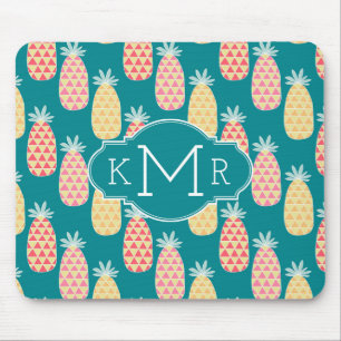 Tapis De Souris Monogramme du motif   de griffonnage d'ananas