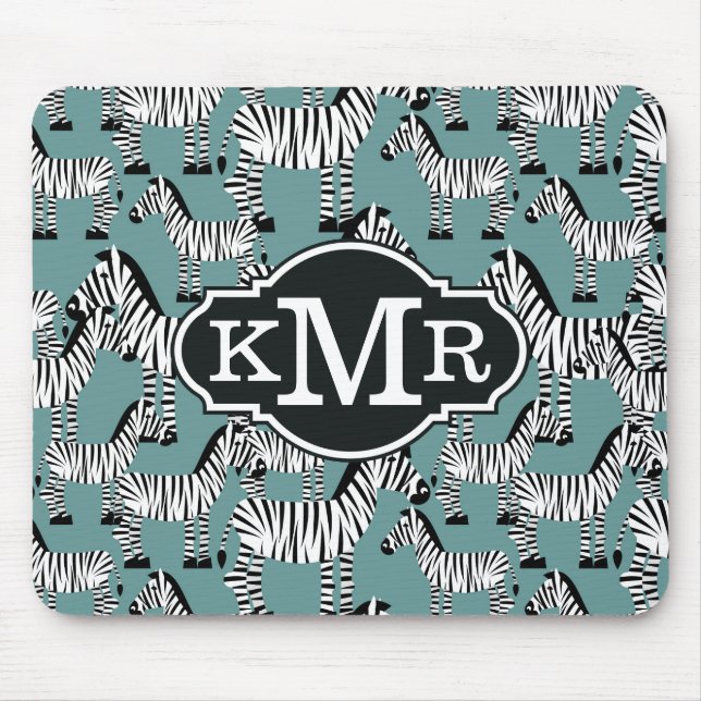 Tapis De Souris Monogramme du motif | de zèbre (Devant)