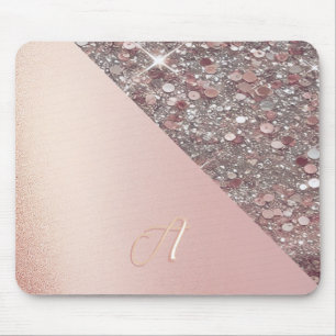 Tapis De Souris Monogramme élégant en or rose