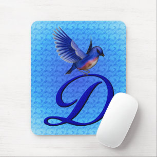 Tapis De Souris Monogramme élégant initial D Bluebird