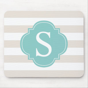 Tapis De Souris Monogramme en bon état de rayures de beige