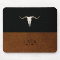 Monogramme en cuir noir et Brown rustique
