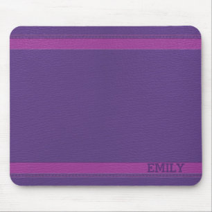 Tapis De Souris Monogramme en cuir violet