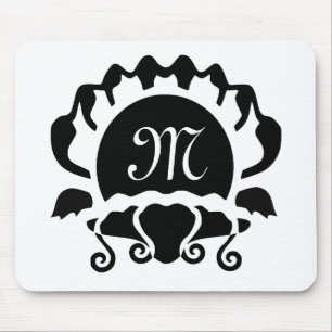 Tapis De Souris Monogramme en silhouette noire