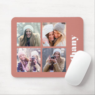 Tapis De Souris Monogramme en terre cuite personnalisé avec 4 phot