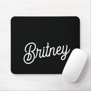 Tapis De Souris Monogramme et nom personnalisés en noir moderne