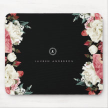 Monogramme fait sur commande rose Mousepad de cru