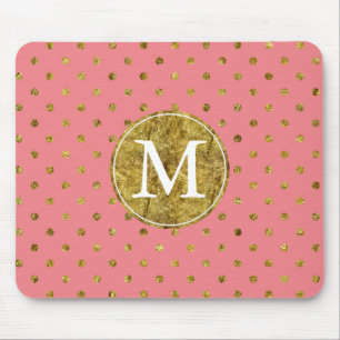 Tapis De Souris Monogramme fascinant et rose d'or chic de points